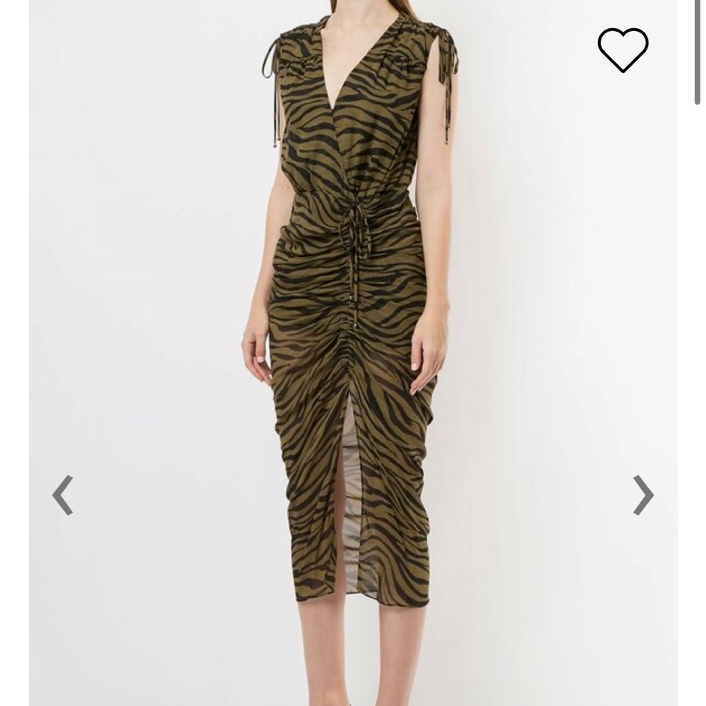 Veronica Beard Olive Green and Black Zebra Midi Dress